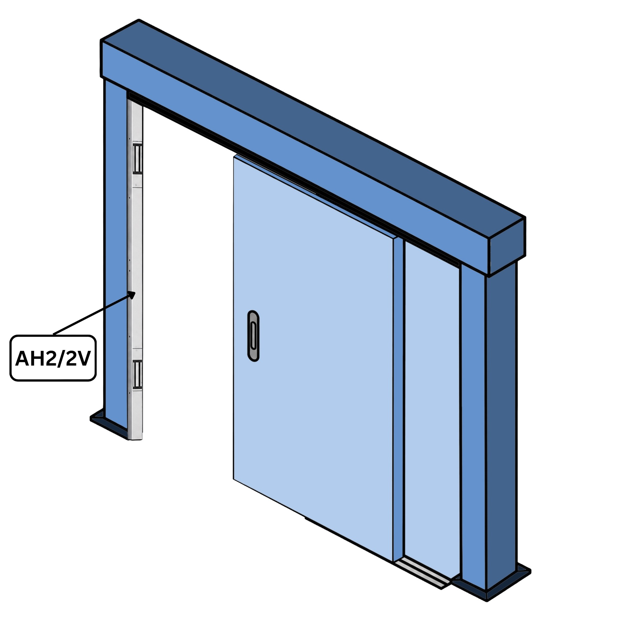 AH2-2V Architectural Housing for 600 Maglock, 2 metre vertical, 2 cutouts - installation example