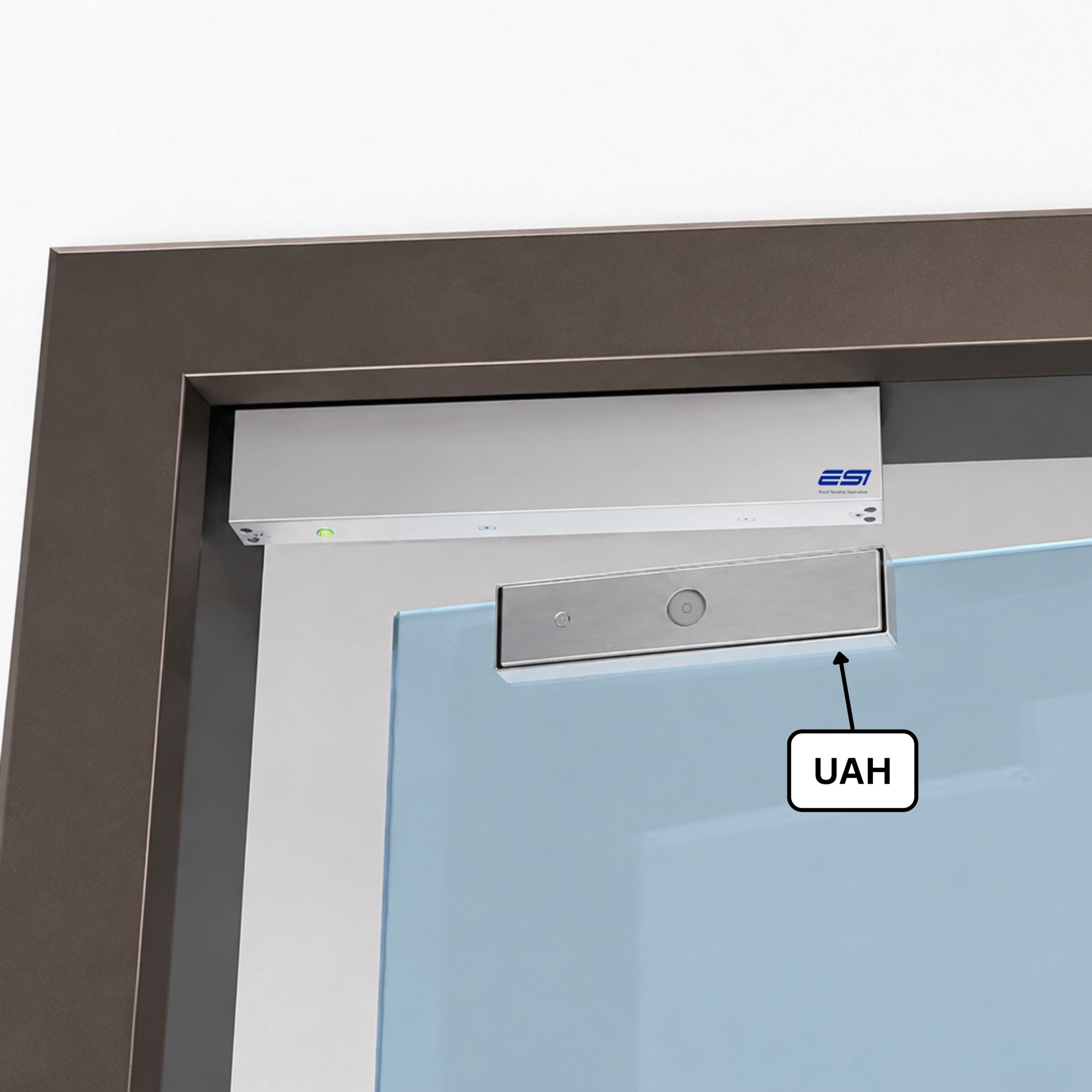 UAH-250 Armature Housing for 600 Maglock, With glass door saddle - installation example